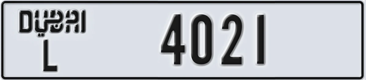 UAE License Plate Dubai L 4021