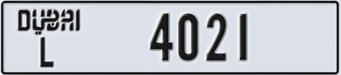 UAE License Plate Dubai L 4021