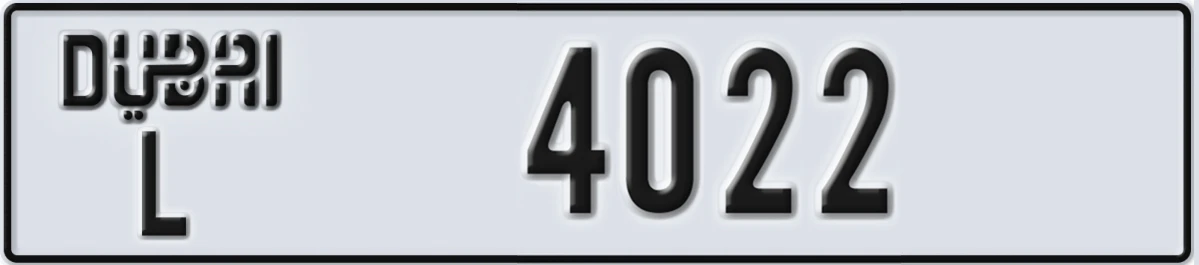 UAE License Plate Dubai L 4022