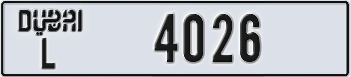 UAE License Plate Dubai L 4026