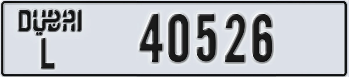 UAE License Plate Dubai L 40526