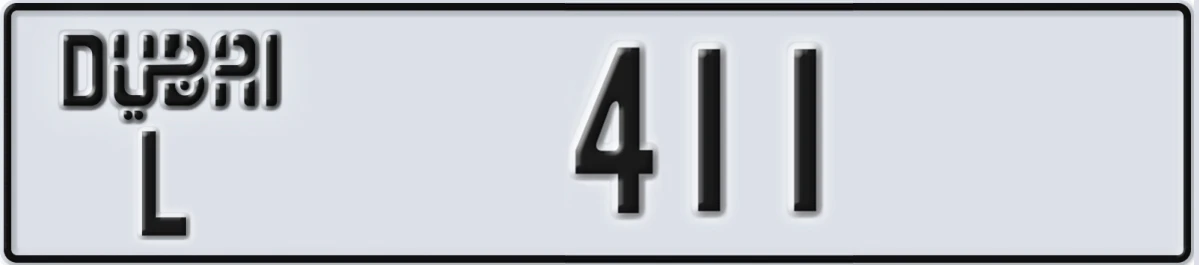 UAE License Plate Dubai L 411