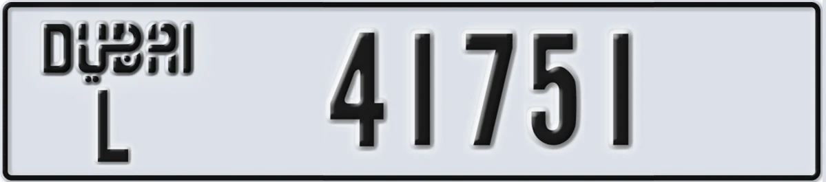 UAE License Plate Dubai L 41751