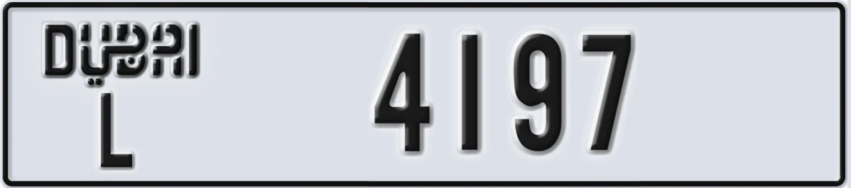 UAE License Plate Dubai L 4197