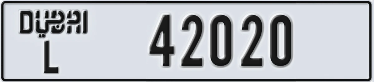 UAE License Plate Dubai L 42020
