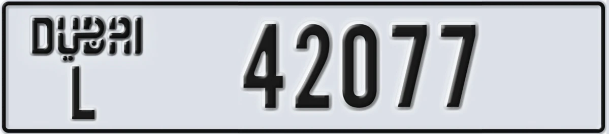 UAE License Plate Dubai L 42077