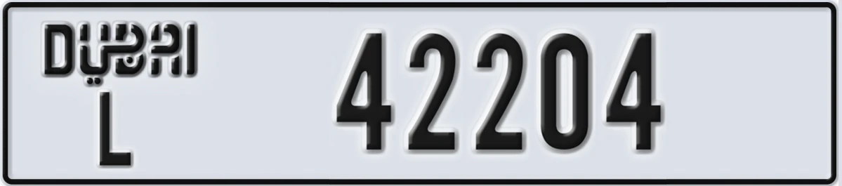 UAE License Plate Dubai L 42204