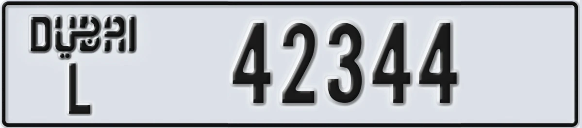 UAE License Plate Dubai L 42344