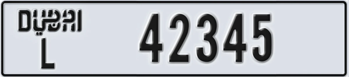 UAE License Plate Dubai L 42345