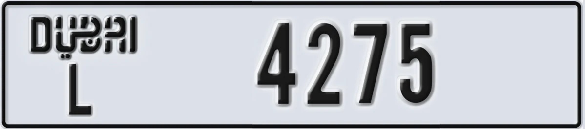 UAE License Plate Dubai L 4275
