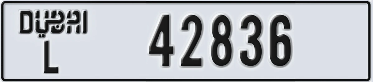 UAE License Plate Dubai L 42836
