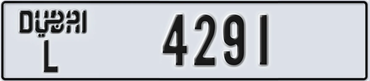 UAE License Plate Dubai L 4291