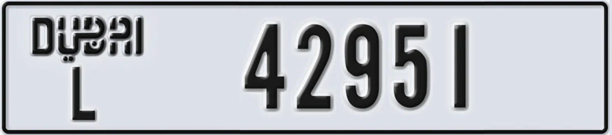 UAE License Plate Dubai L 42951