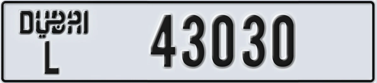 UAE License Plate Dubai L 43030
