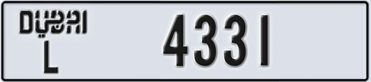 UAE License Plate Dubai L 4331