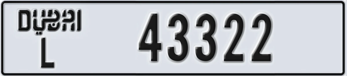 UAE License Plate Dubai L 43322