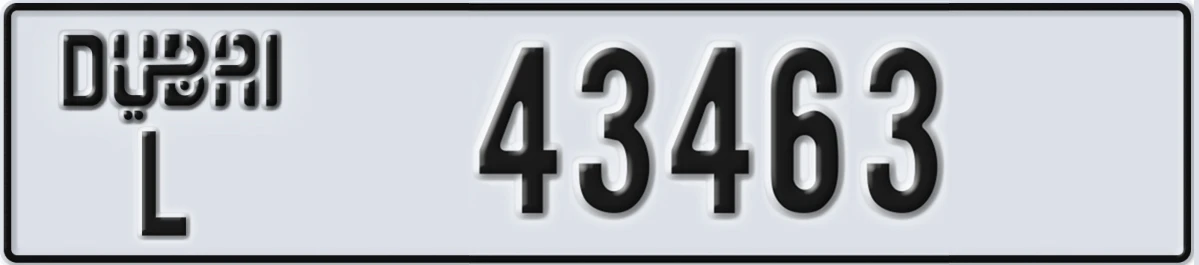 UAE License Plate Dubai L 43463