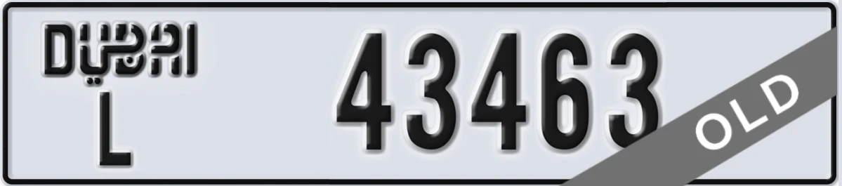 UAE License Plate Dubai L 43463