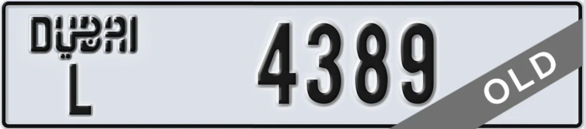 UAE License Plate Dubai L 4389
