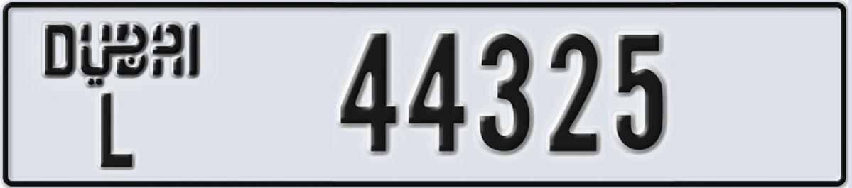 UAE License Plate Dubai L 44325