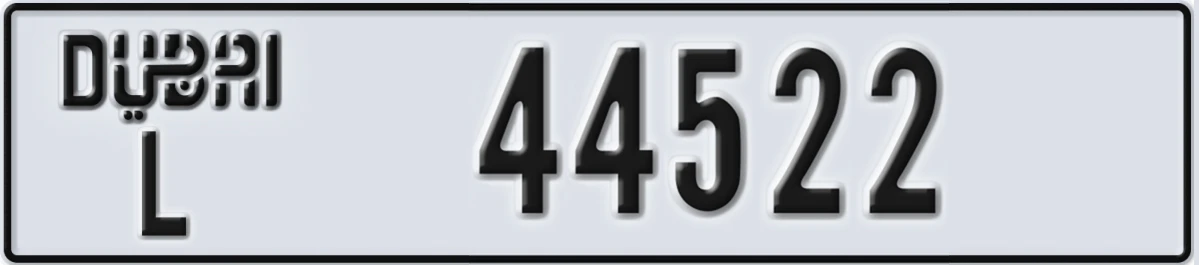 UAE License Plate Dubai L 44522