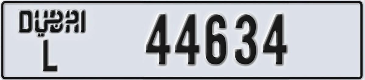 UAE License Plate Dubai L 44634