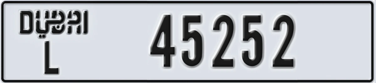 UAE License Plate Dubai L 45252