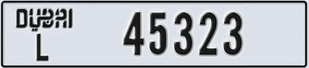 UAE License Plate Dubai L 45323