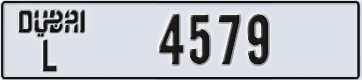 UAE License Plate Dubai L 4579