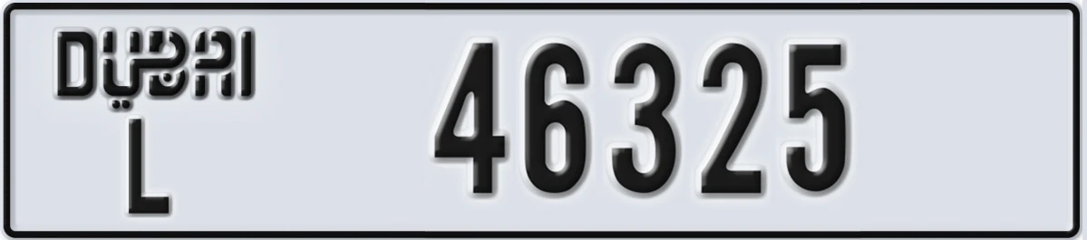 UAE License Plate Dubai L 46325