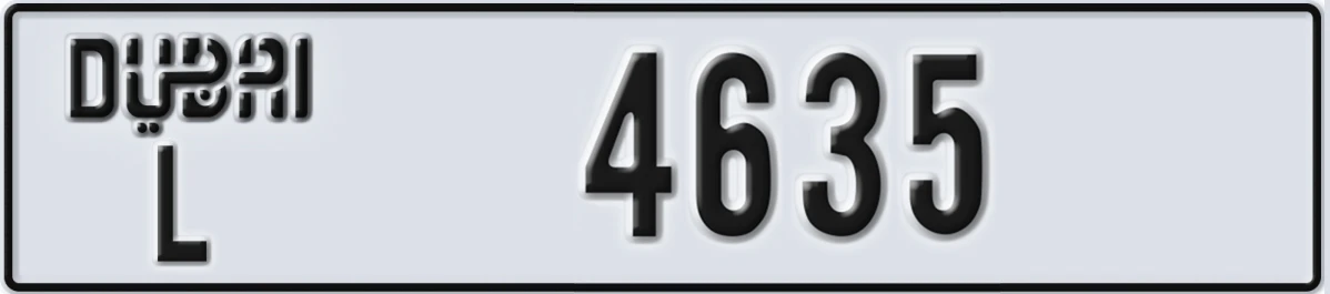 UAE License Plate Dubai L 4635