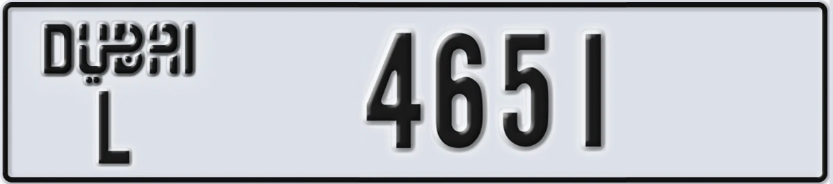 UAE License Plate Dubai L 4651