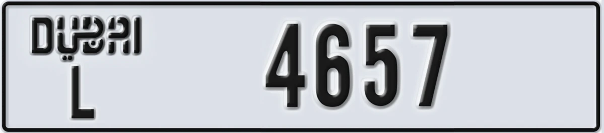 UAE License Plate Dubai L 4657