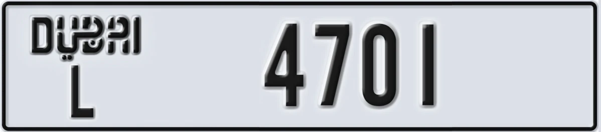 UAE License Plate Dubai L 4701