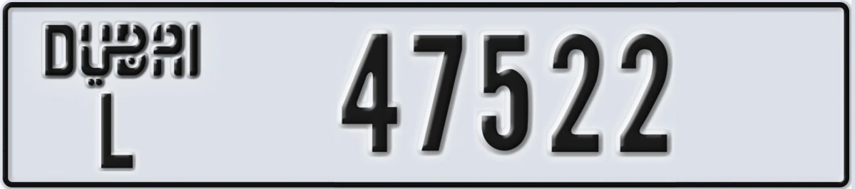 UAE License Plate Dubai L 47522