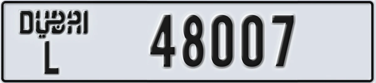 UAE License Plate Dubai L 48007