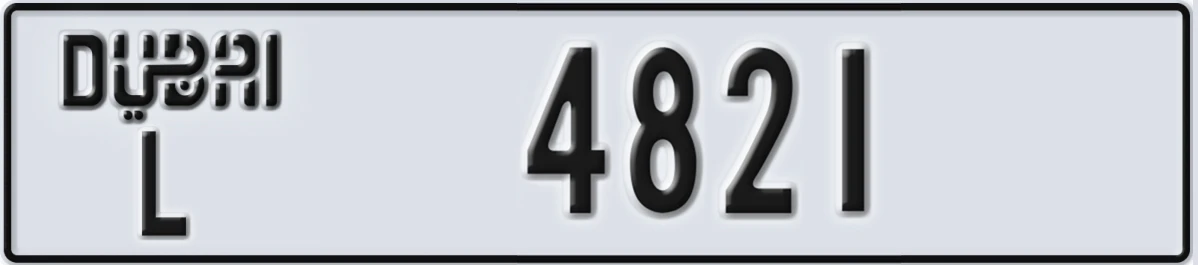 UAE License Plate Dubai L 4821