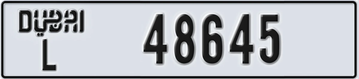 UAE License Plate Dubai L 48645