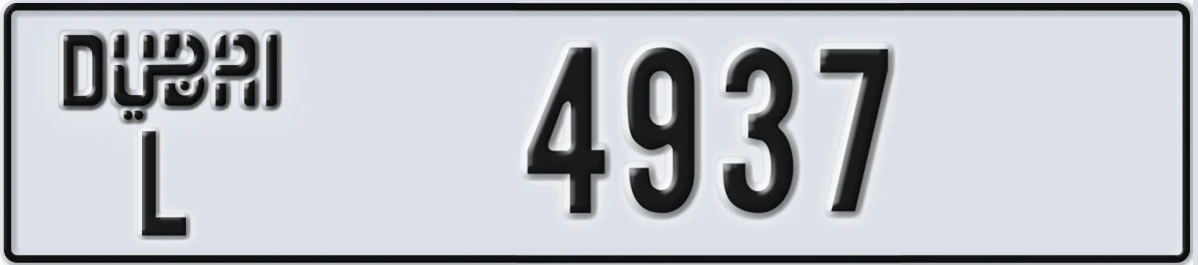UAE License Plate Dubai L 4937