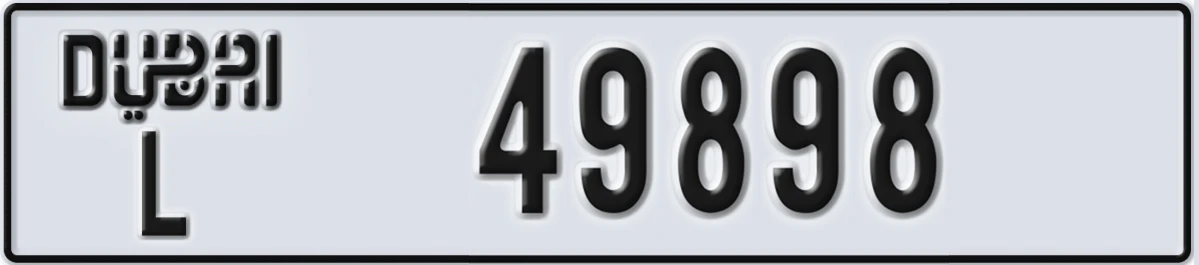UAE License Plate Dubai L 49898