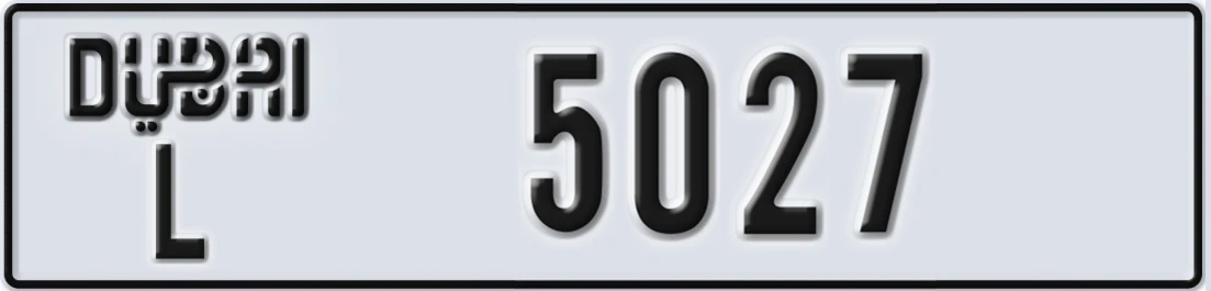 UAE License Plate Dubai L 5027X