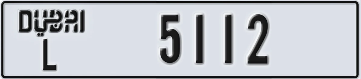 UAE License Plate Dubai L 5112