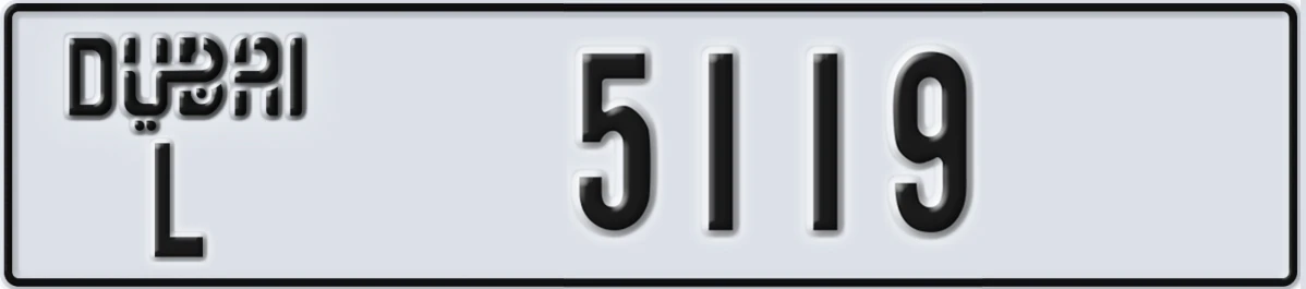 UAE License Plate Dubai L 5119