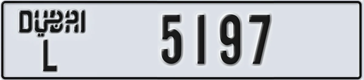 UAE License Plate Dubai L 5197