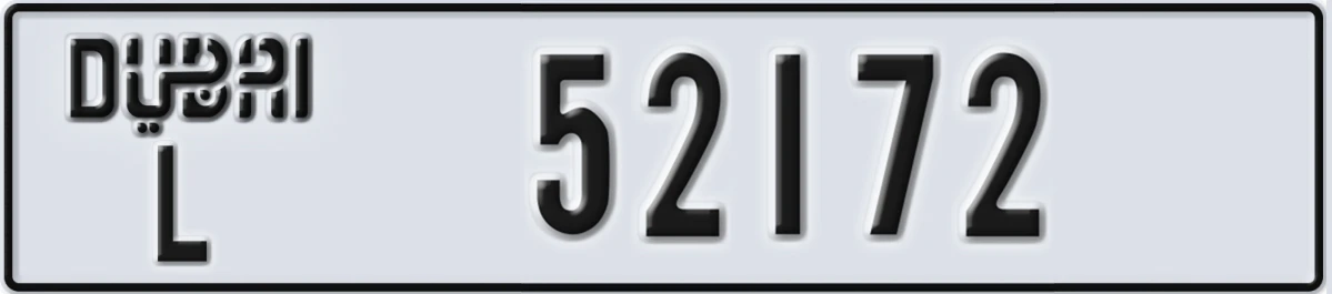 UAE License Plate Dubai L 52172