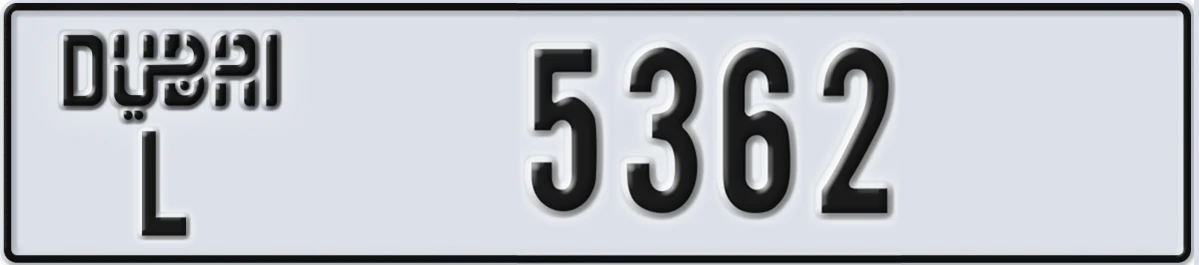 UAE License Plate Dubai L 5362