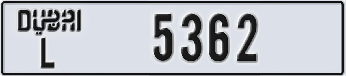 UAE License Plate Dubai L 5362