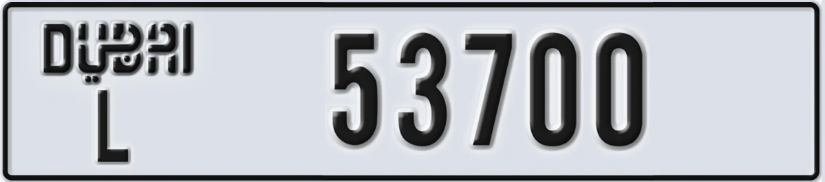 UAE License Plate Dubai L 53700