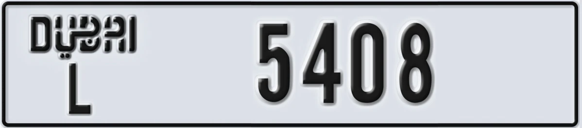 UAE License Plate Dubai L 5408