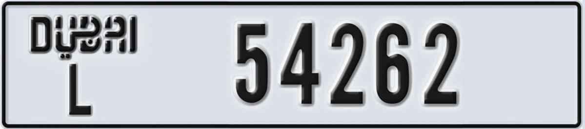 UAE License Plate Dubai L 54262